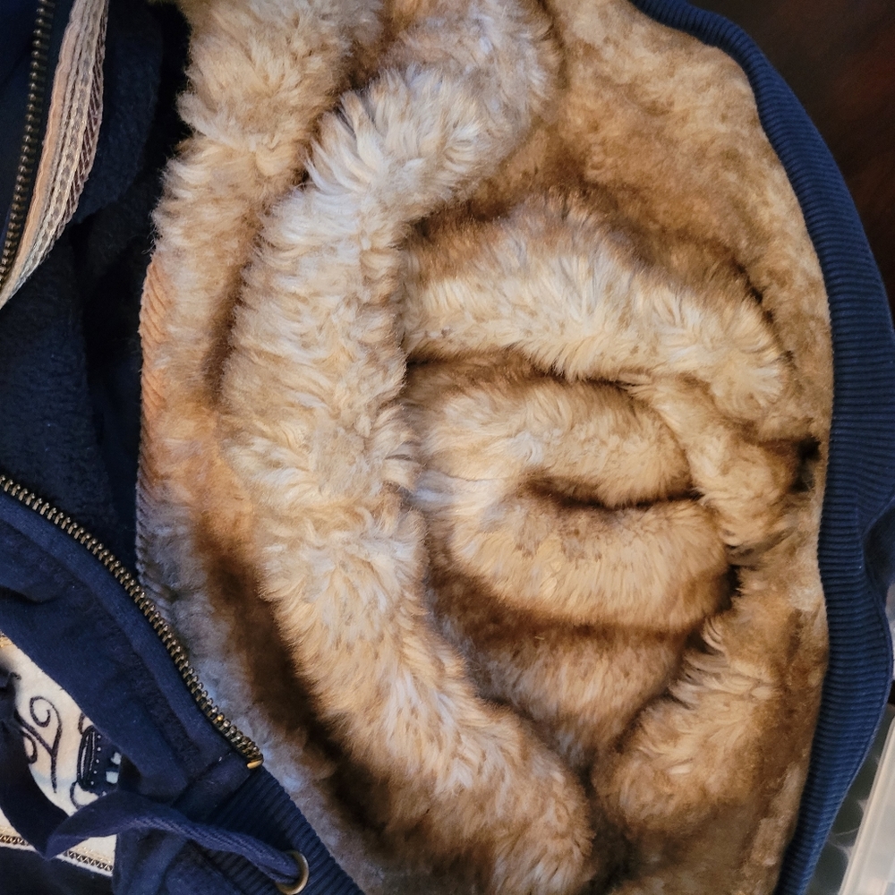 Tommy Hilfiger | Navy Hoodie with Fax Fur Hood - Picture 3 of 7